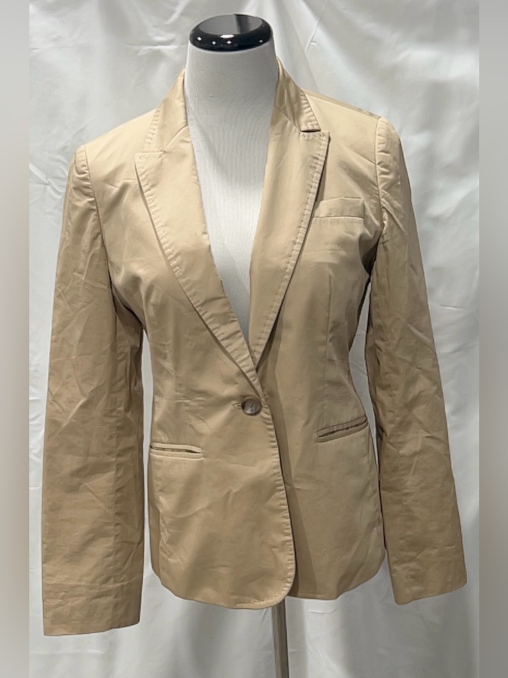 J.Crew Women Tan Khaki Cotton Single Button Blazer Jacket Size 8 Career NWOT